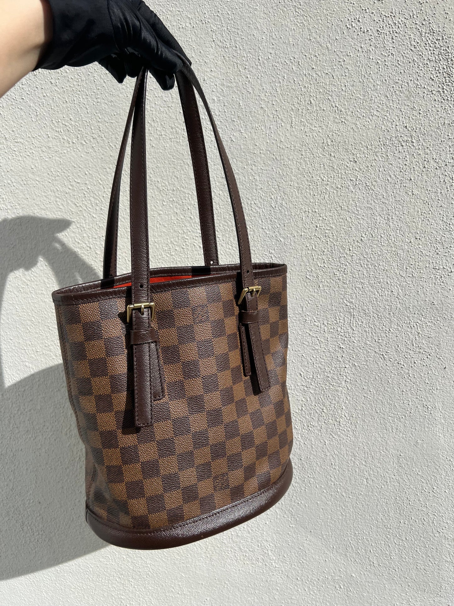 Pre-loved Louis Vuitton Damier Ebene Canvas Marais Bucket Bag 2004