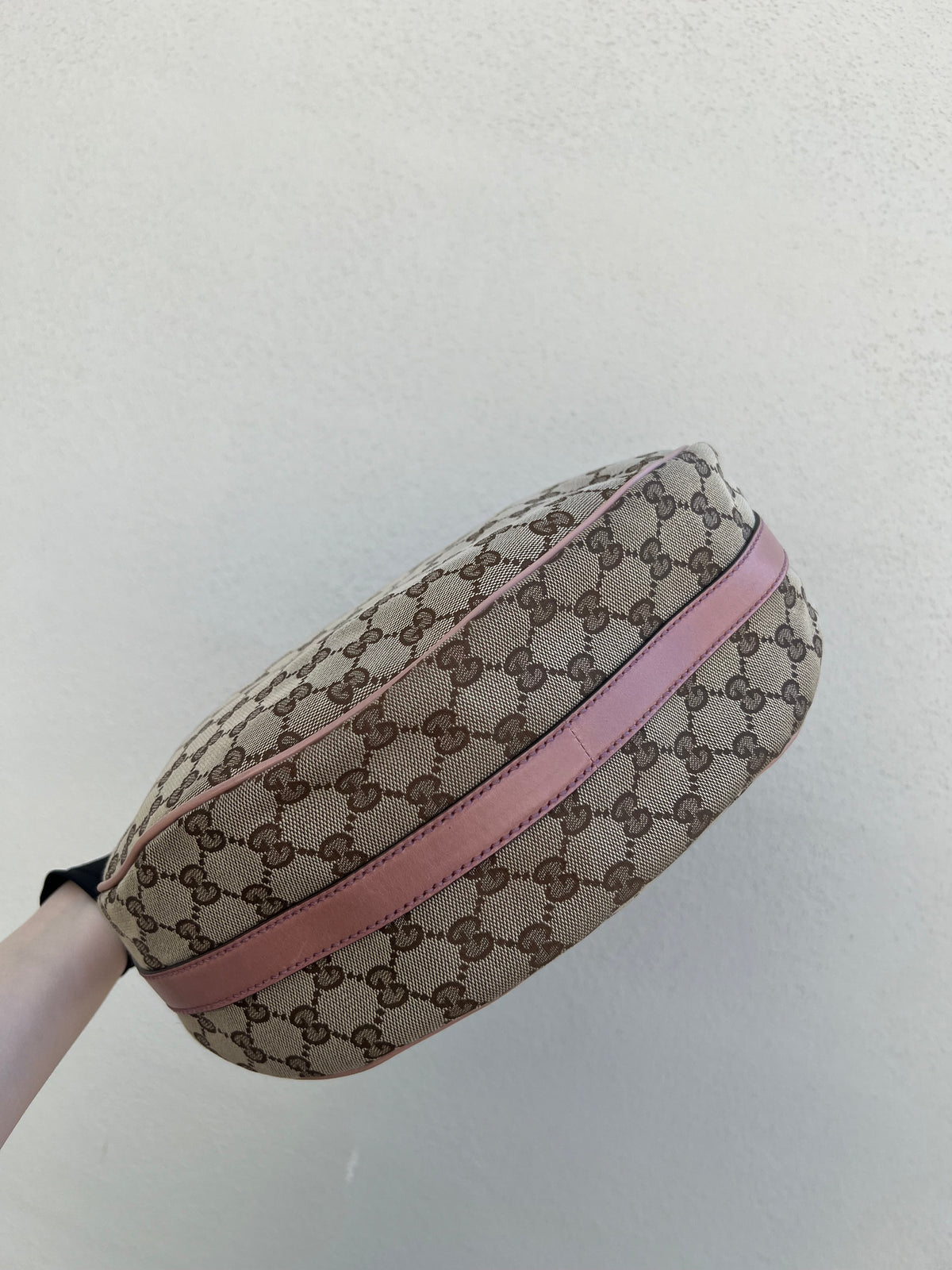 Pre-loved Gucci Beige/Pink GG Canvas Twins Medium Hobo Bag