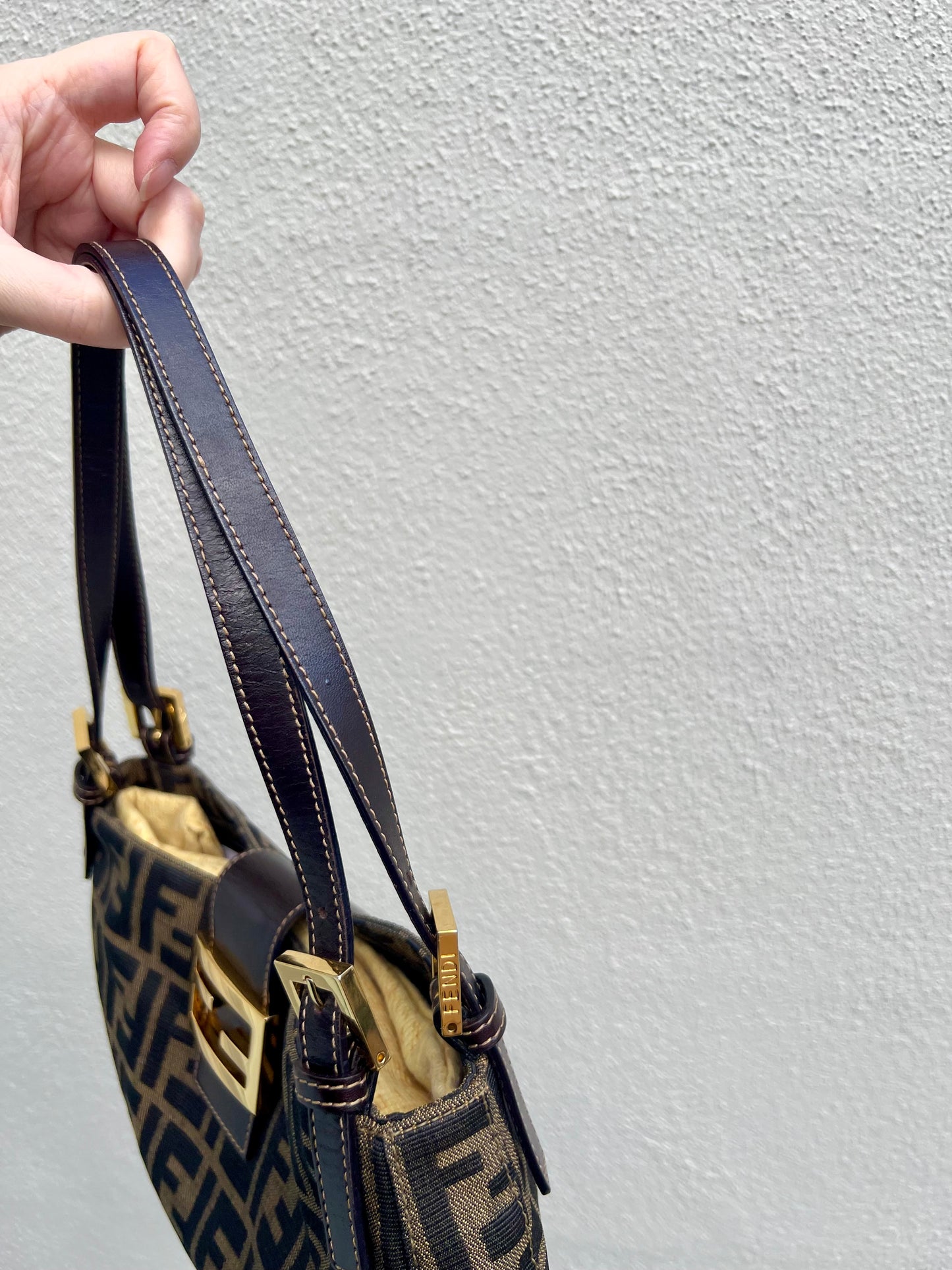 Pre-loved Fendi Zucca Canvas Shoulder Bag GHW