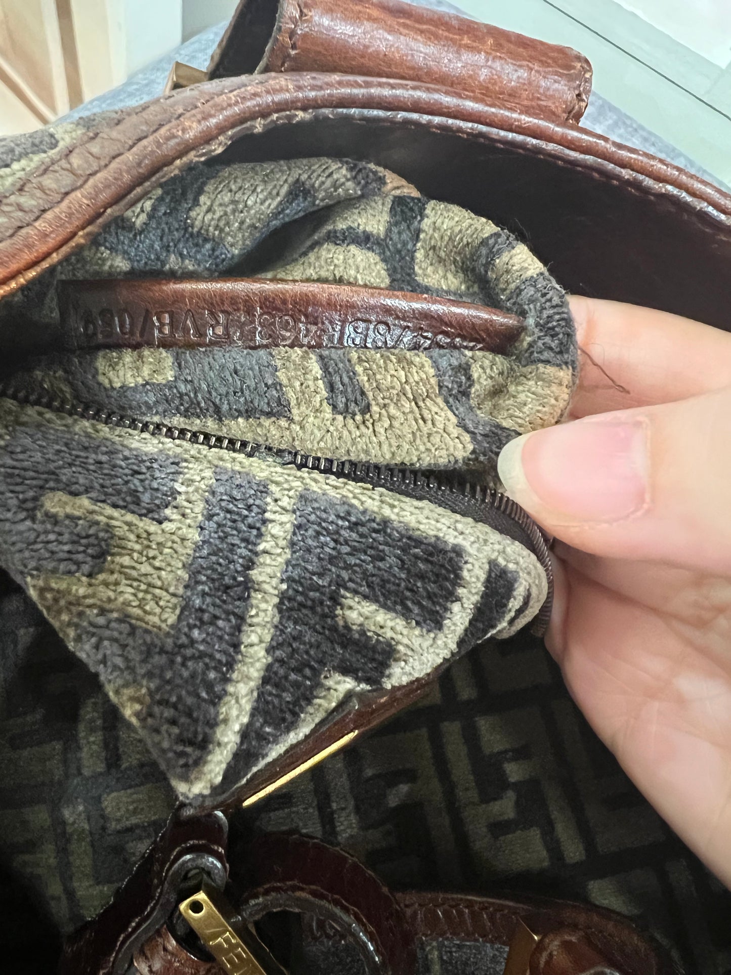 Pre-loved Fendi Velvet Zucca Shoulder Tote Bag