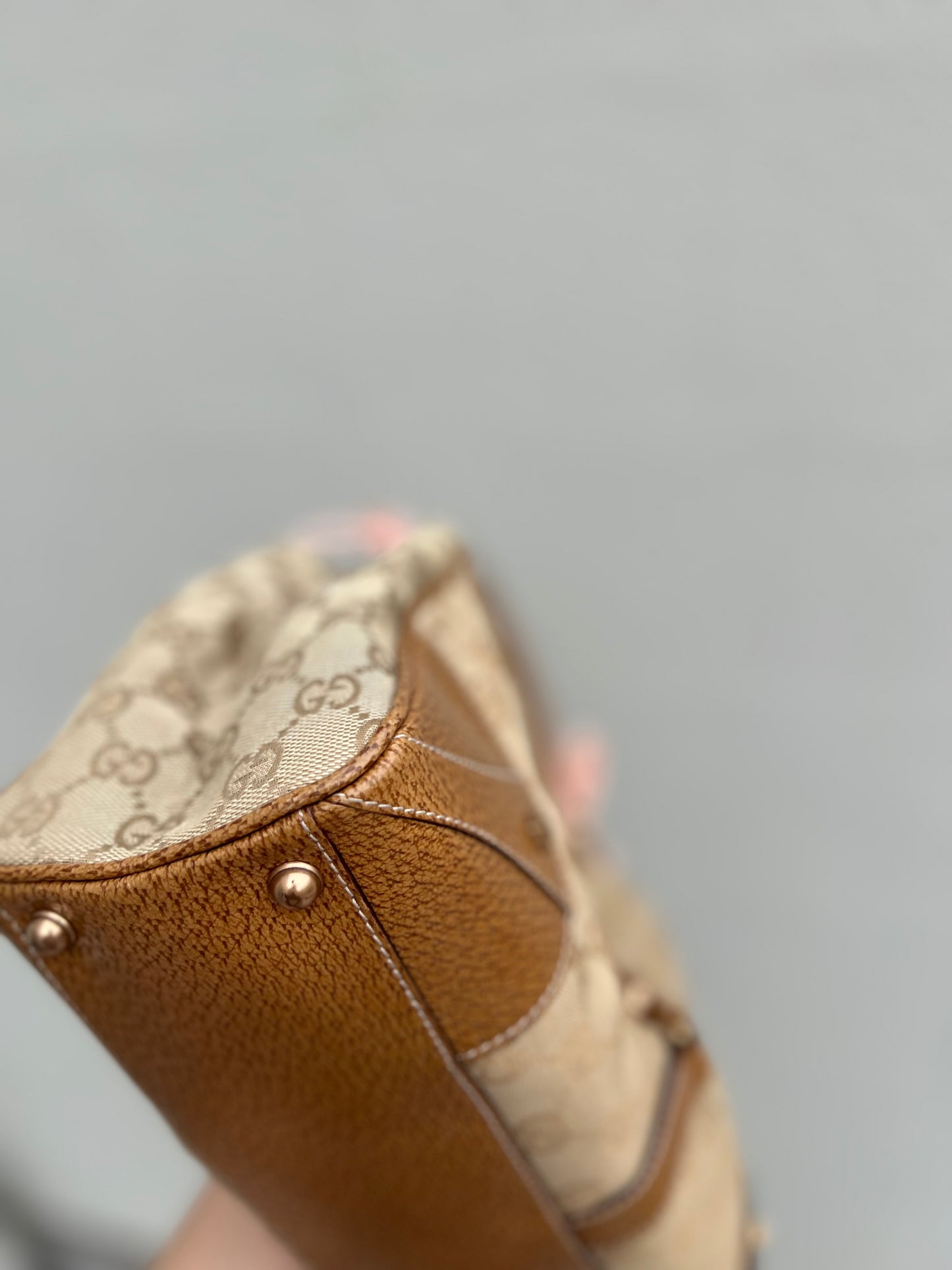 Pre-Loved Gucci GG Canvas Nailhead Jackie Bardot Medium