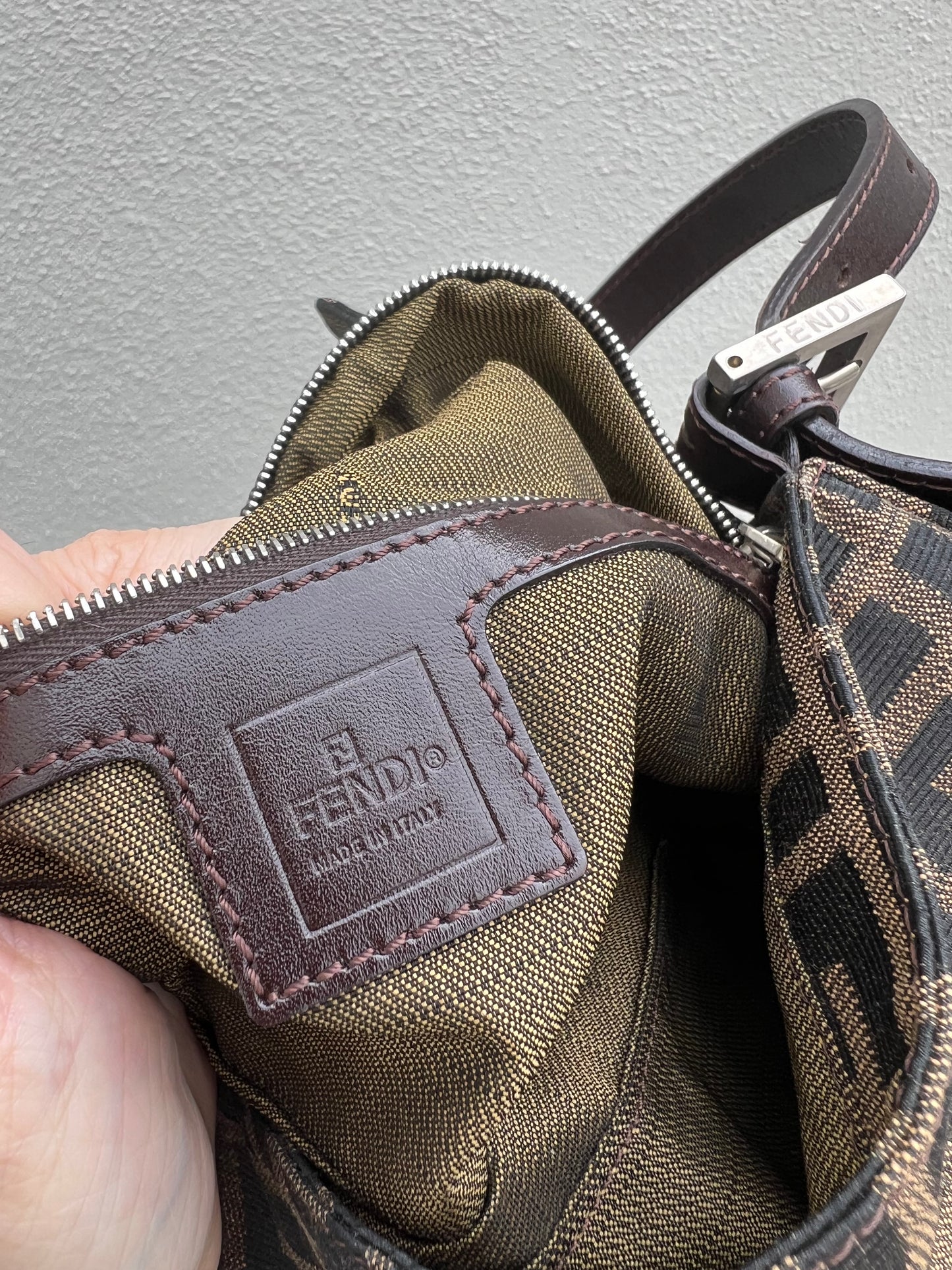 Pre-loved Fendi Vintage Zucca Baguette Handbag