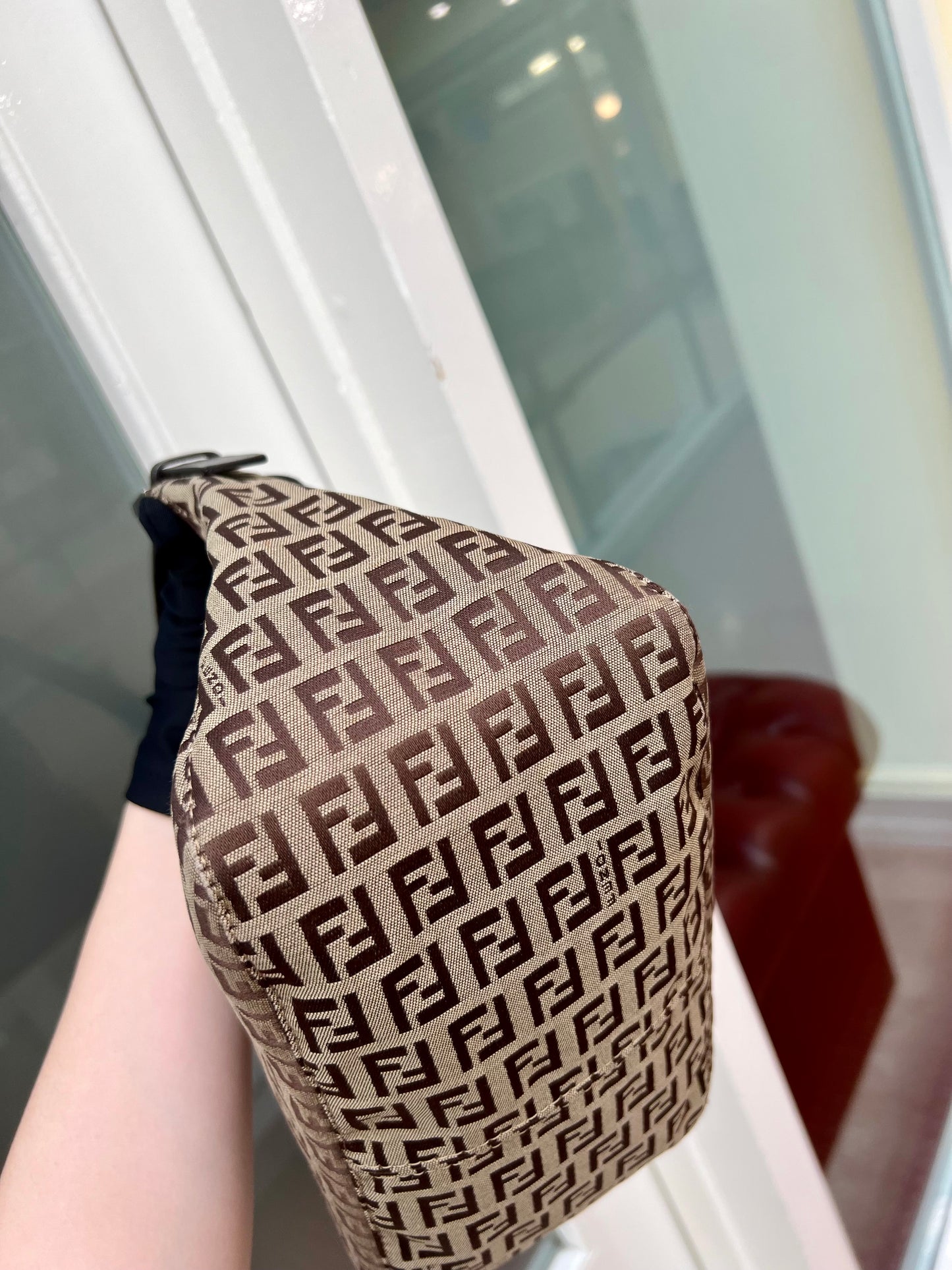 Pre-loved Fendi
20th Century Zucchino Canvas Double Flap Mamma Shoulder Bag