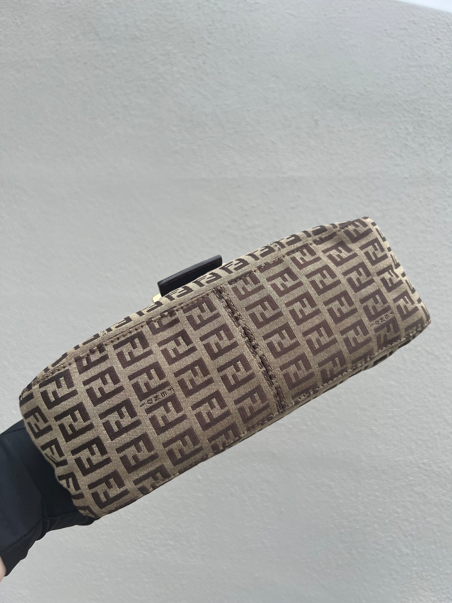 Pre-loved Fendi Vintage Zucchino Pattern Baguette Handbag Brown