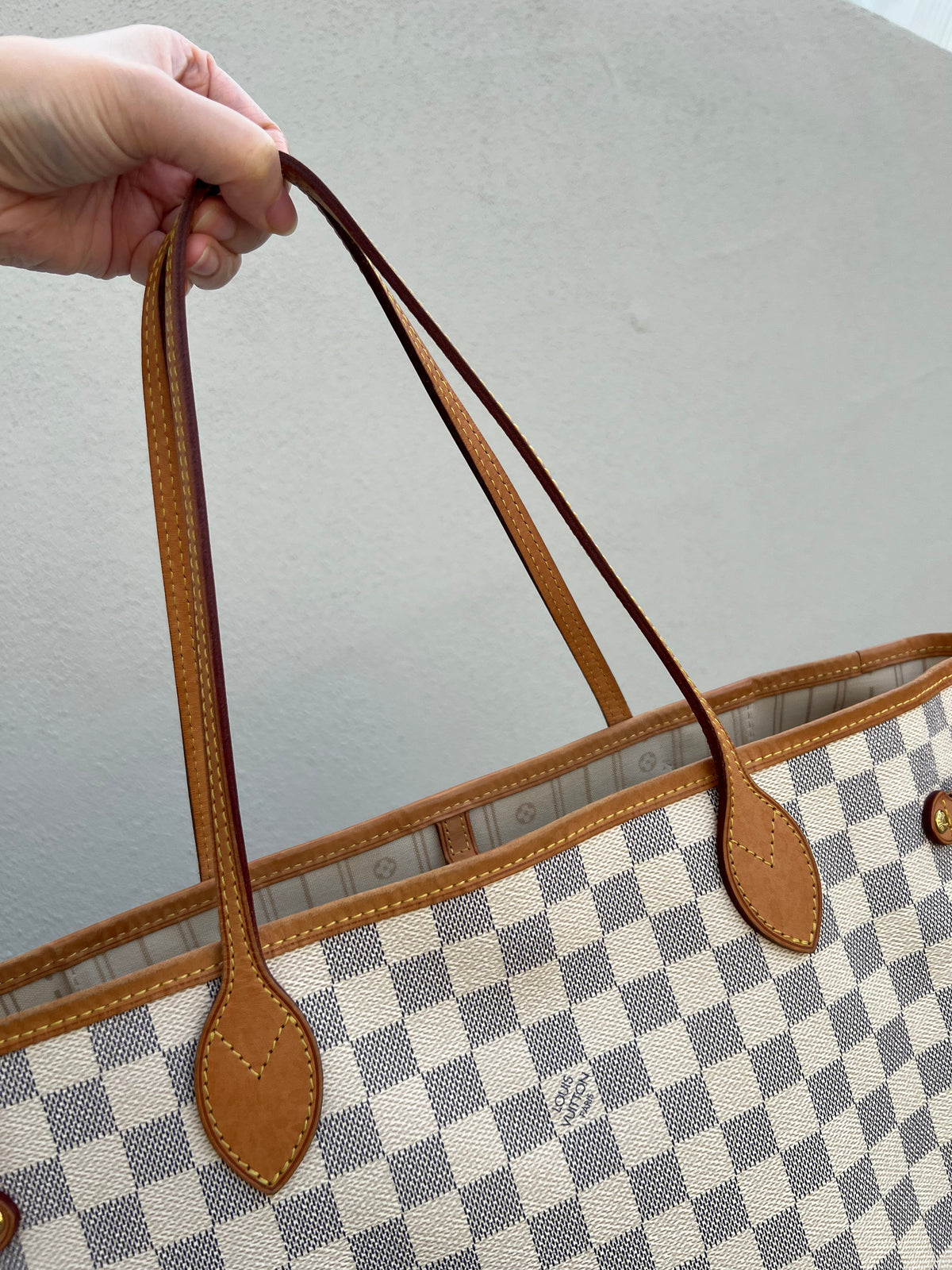 Pre-loved Louis Vuitton Neverfull Leather Tote MM Damier 2012