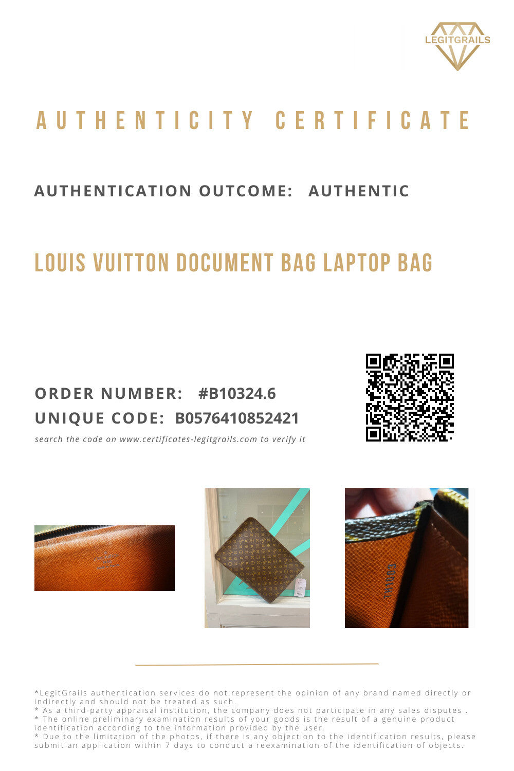 Verified Louis Vuitton Monogram Document 