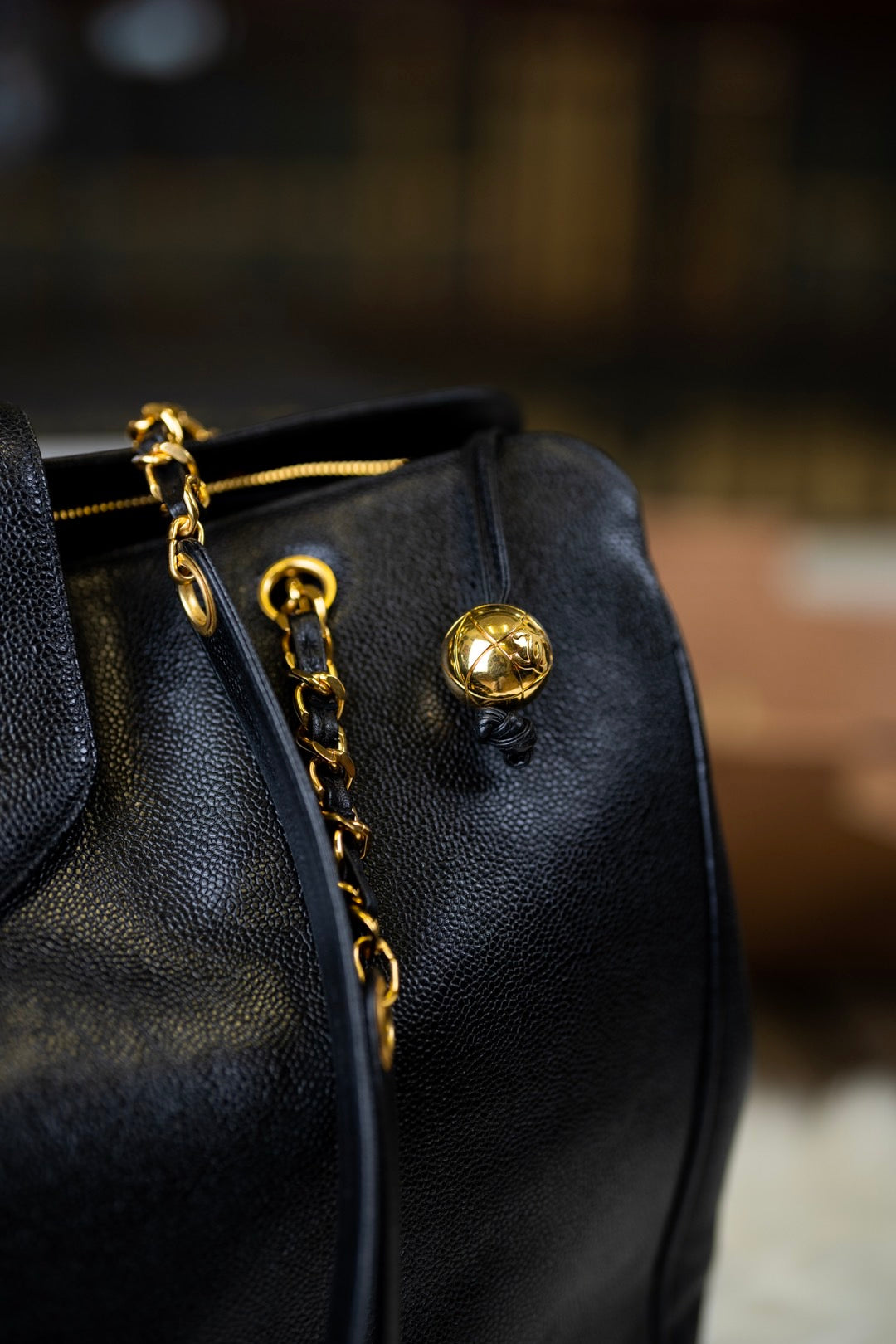 Pre-loved Chanel Vintage Black Caviar Leather Gold Supermodel Carryall Travel Weekender Shoulder Tote Bag