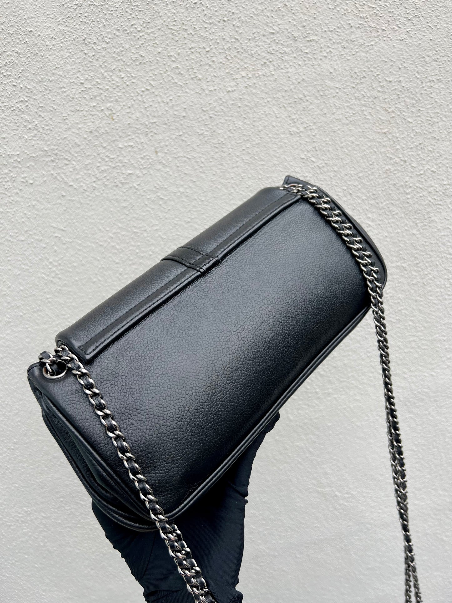 Pre-loved Chanel 2.55 Black Caviar Leather Shoulder & Crossbody Bag
