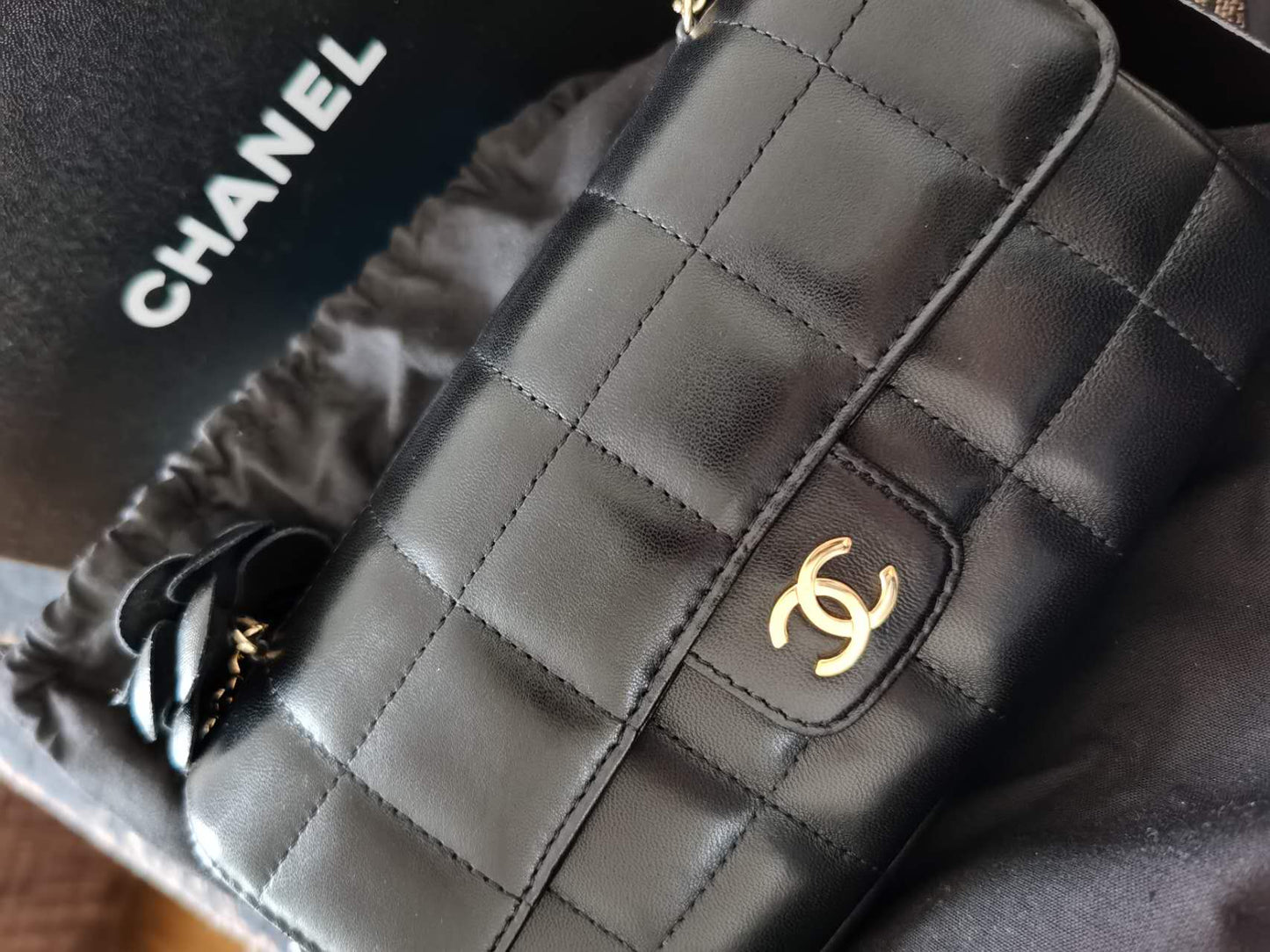 Pre-loved Chanel Vintage Black Lambskin Mini Crossbody Bag