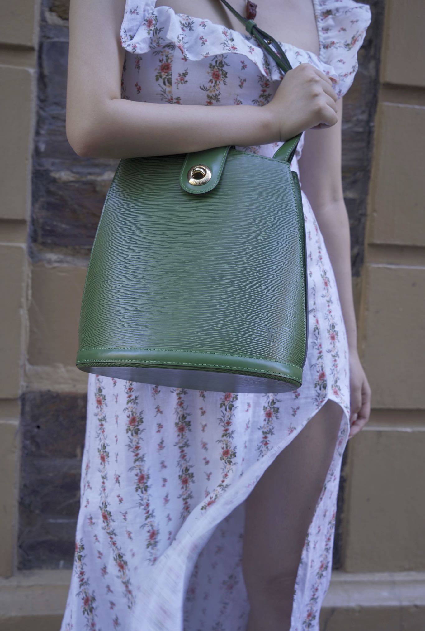 Louis Vuitton Vintage Cluny Green Epi Leather Bucket Shoulder Bag –  Amarcord Vintage Fashion