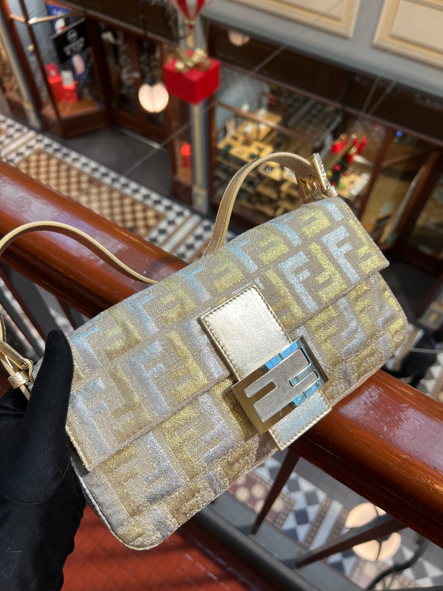 Pre-loved Fendi Vintage Gold And Silver Baguette Handbag