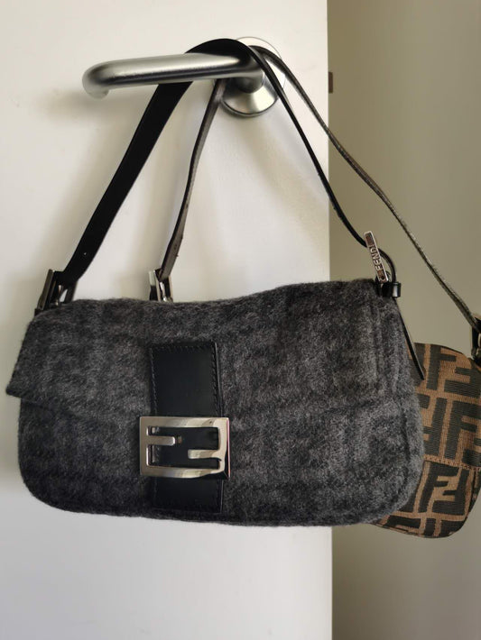 Pre-loved Fendi Vintage wool Baguette Handbag