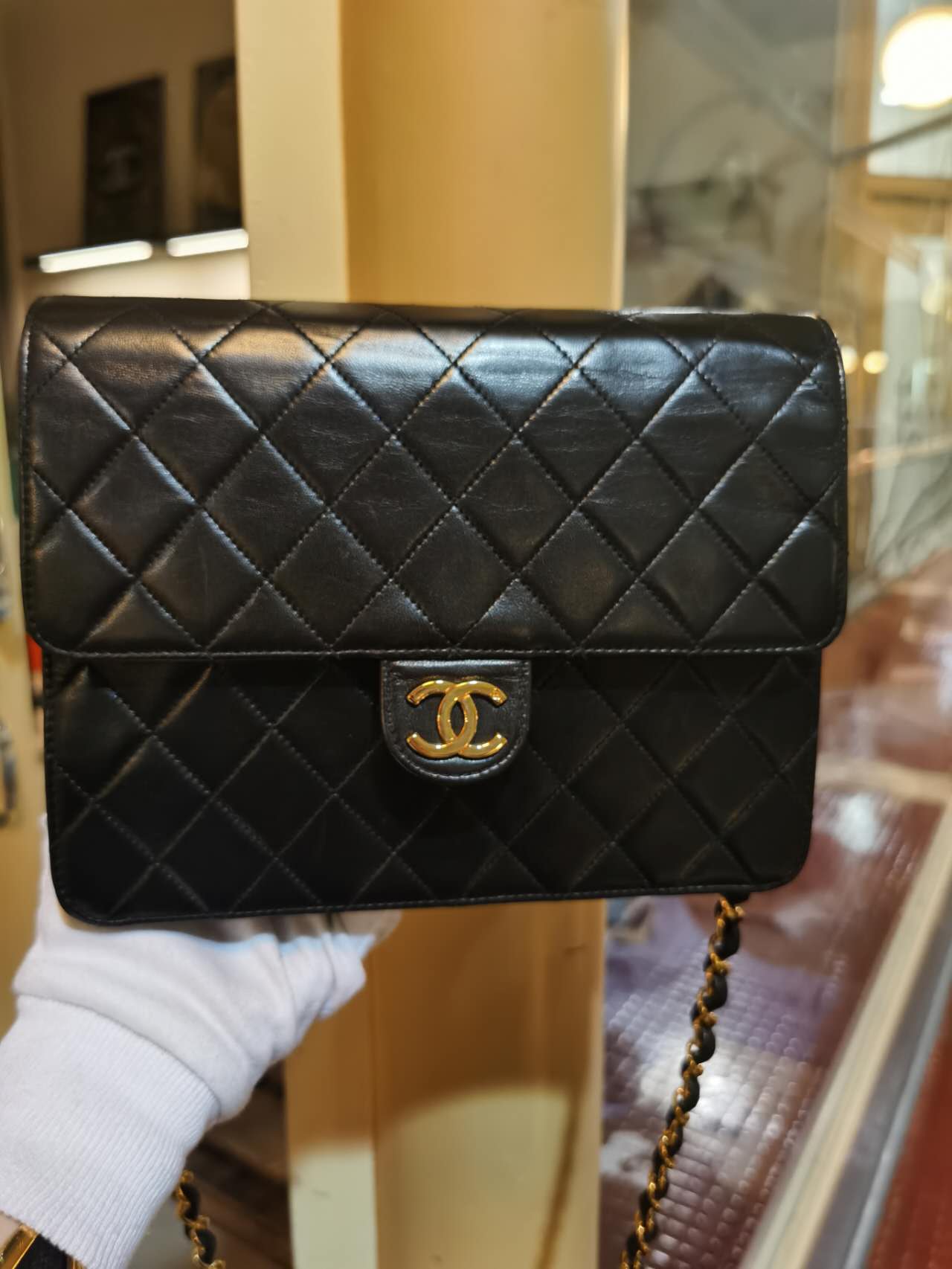 Pre-loved Chanel Vintage Black Lambskin Crossbody Bag