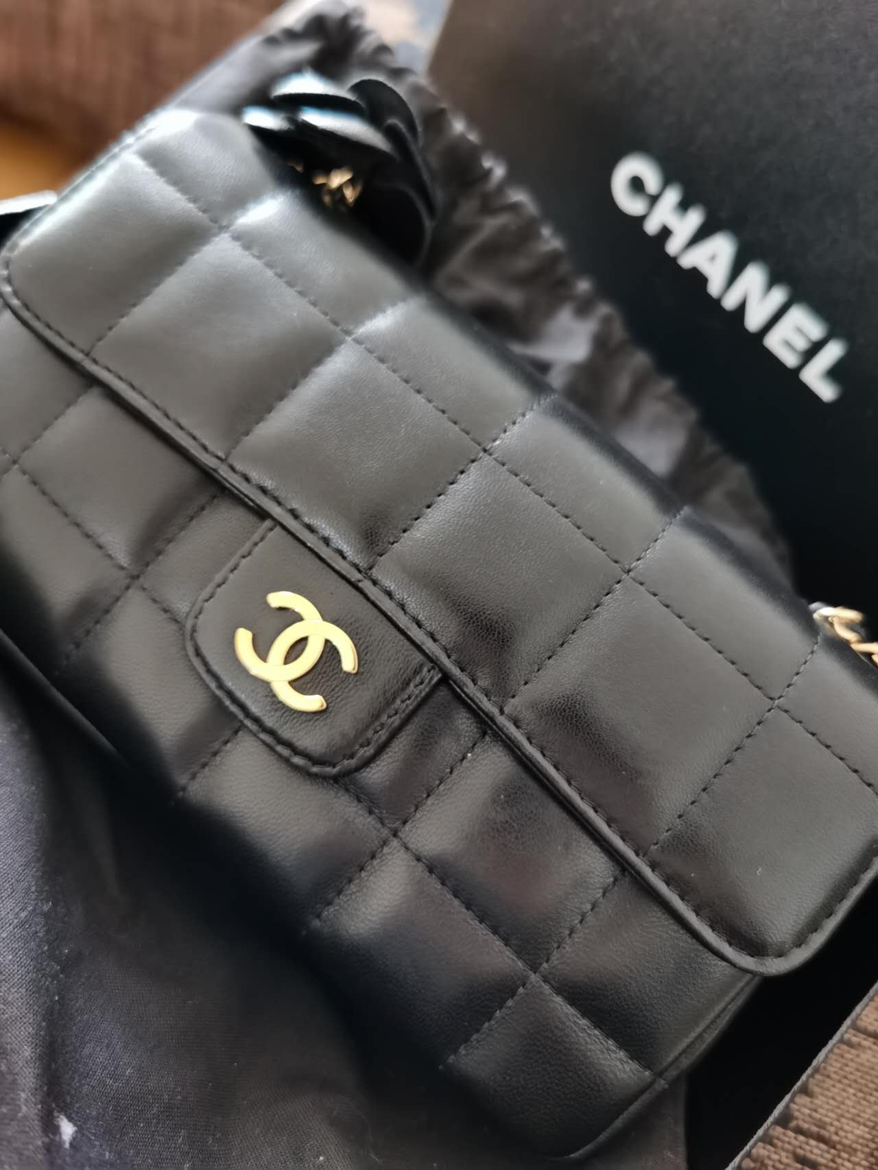 Pre-loved Chanel Vintage Black Lambskin Mini Crossbody Bag