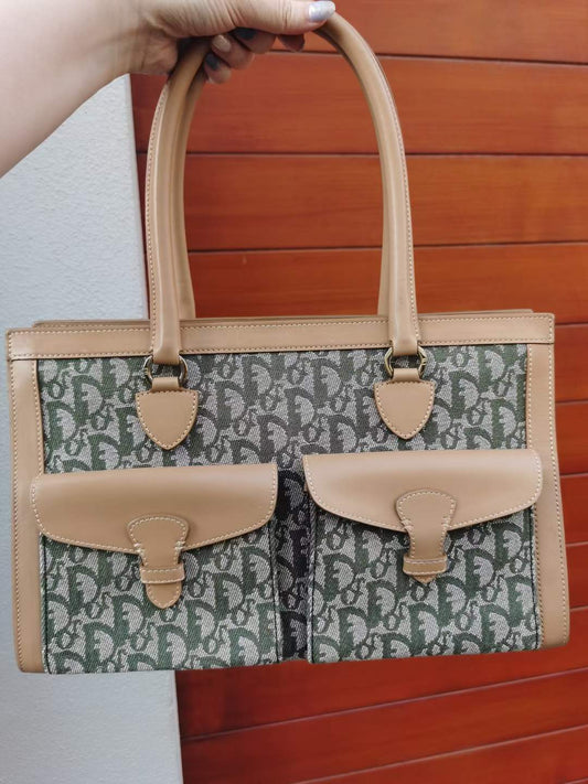 Pre-loved Christian Dior Vintage Trotter-pattern Handbag