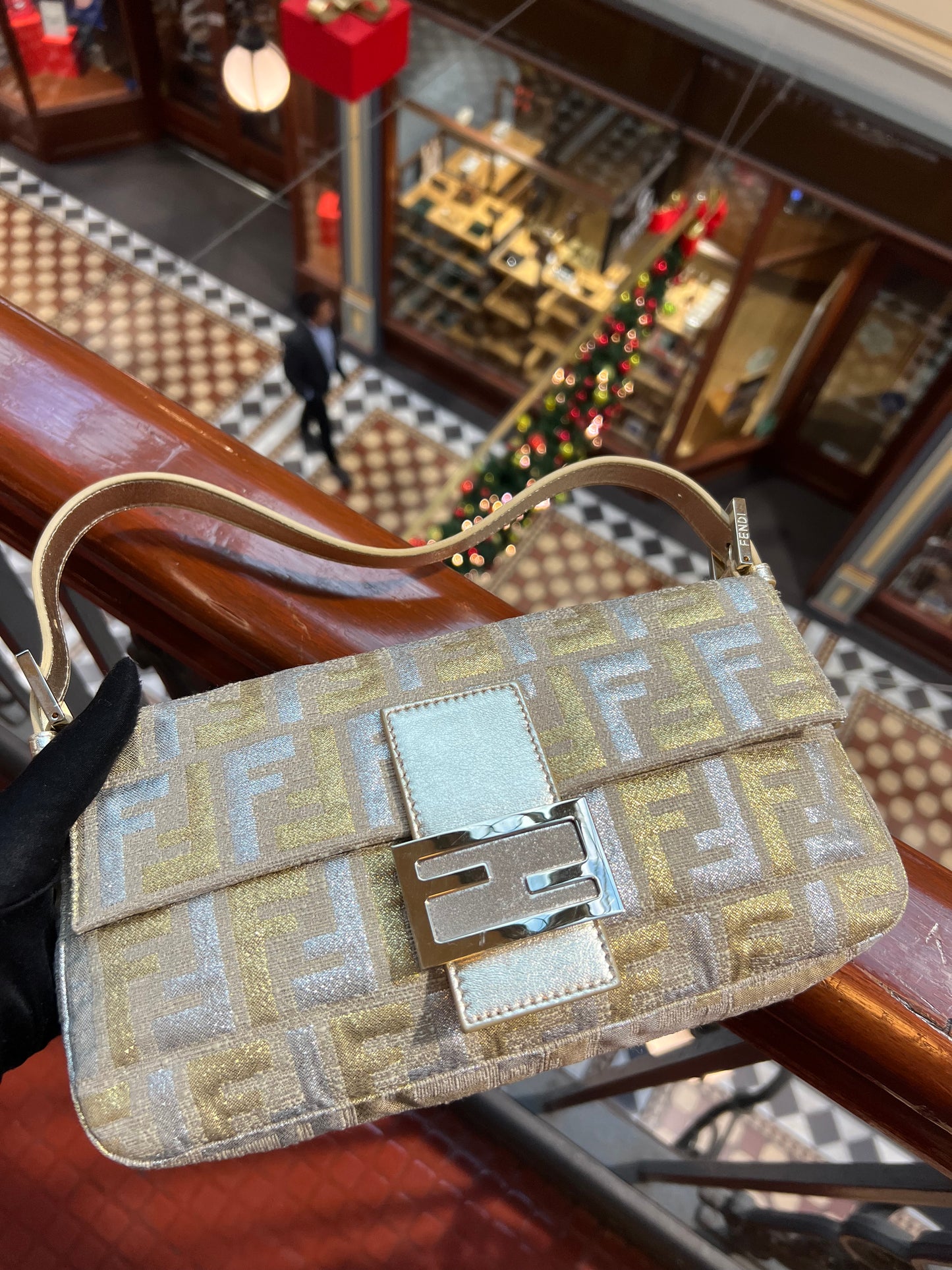 Pre-loved Fendi Vintage Gold And Silver Baguette Handbag