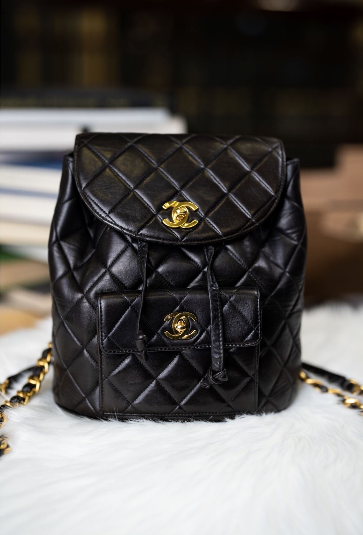 Pre-loved Chanel Vintage Black Lambskin Duma Backpack