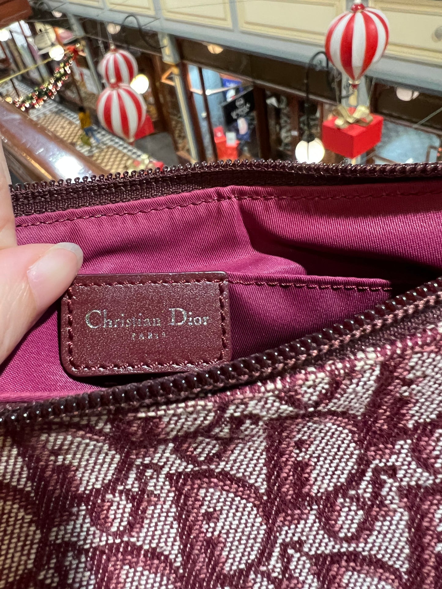 Pre-loved Christian Dior vintage Trotter Shoulder Bag Burgundy