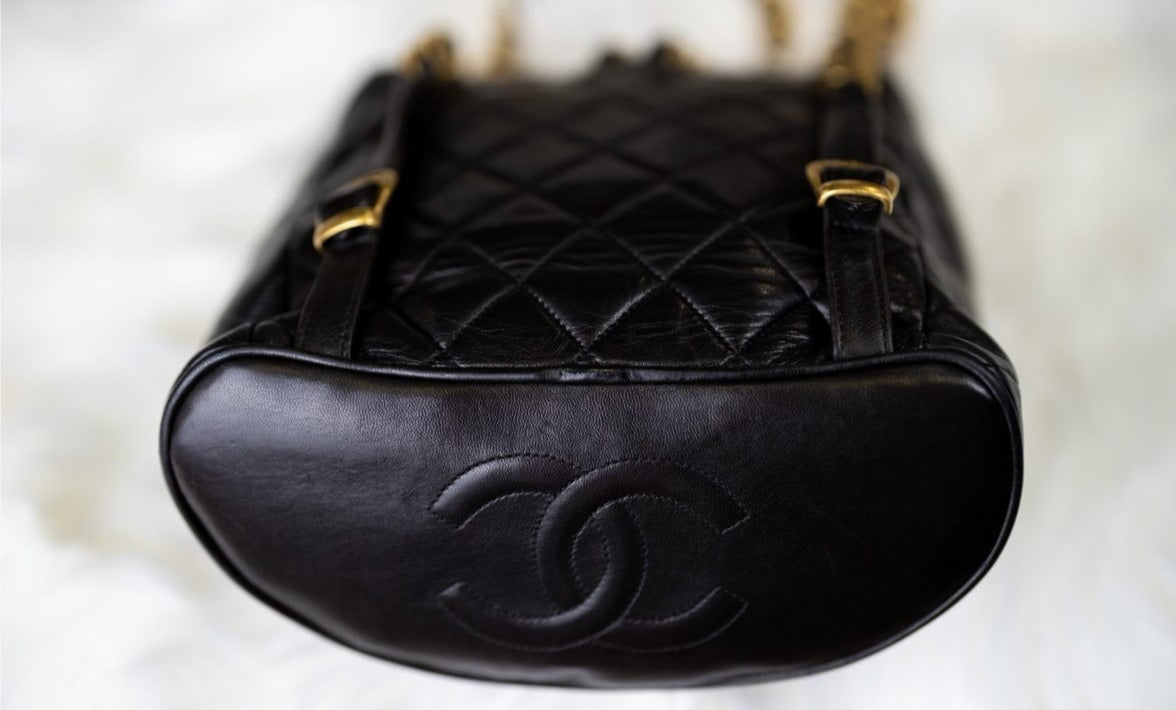 Pre-loved Chanel Vintage Black Lambskin Duma Backpack – Vintage