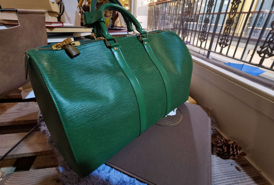 Pre-loved Louis Vuitton Keepall 50 Trave Bag Epi Leather Green