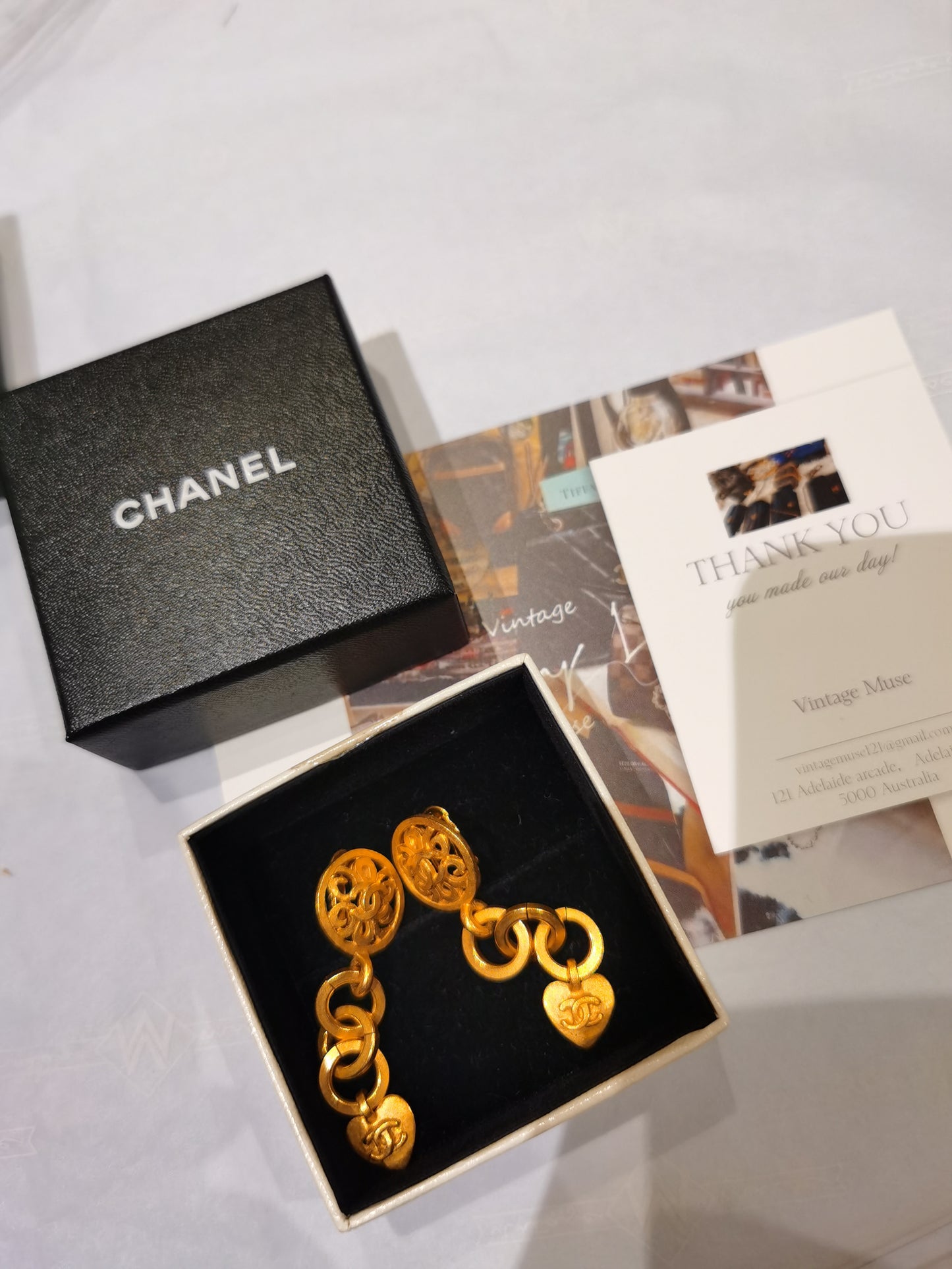 Pre-loved Chanel Vintage 1990s Dangle Heart Logo Clip-on Earrings