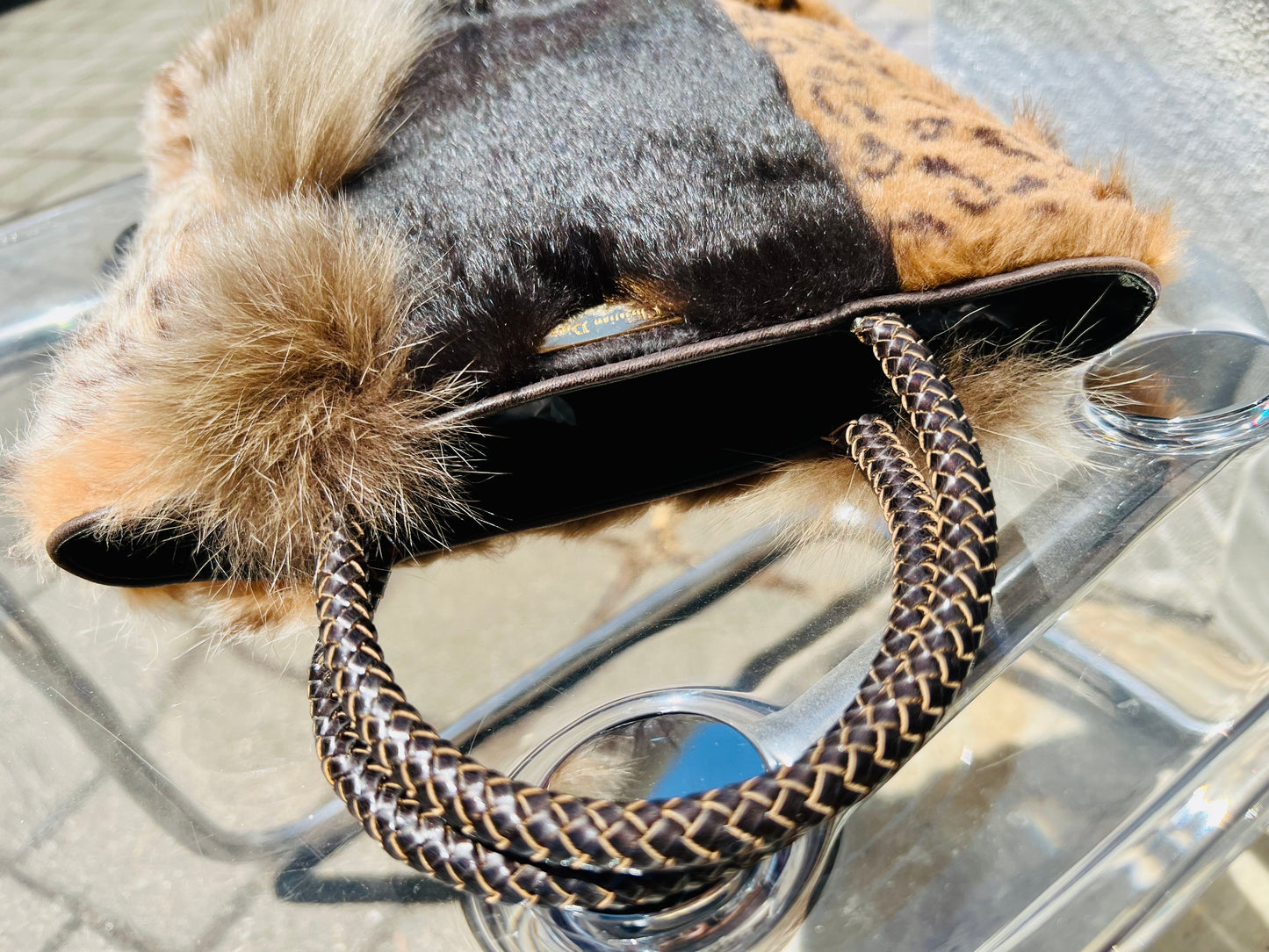 Pre-loved Dior Vintage Brown Muli-fur Animal Print Leathe Tote Bag