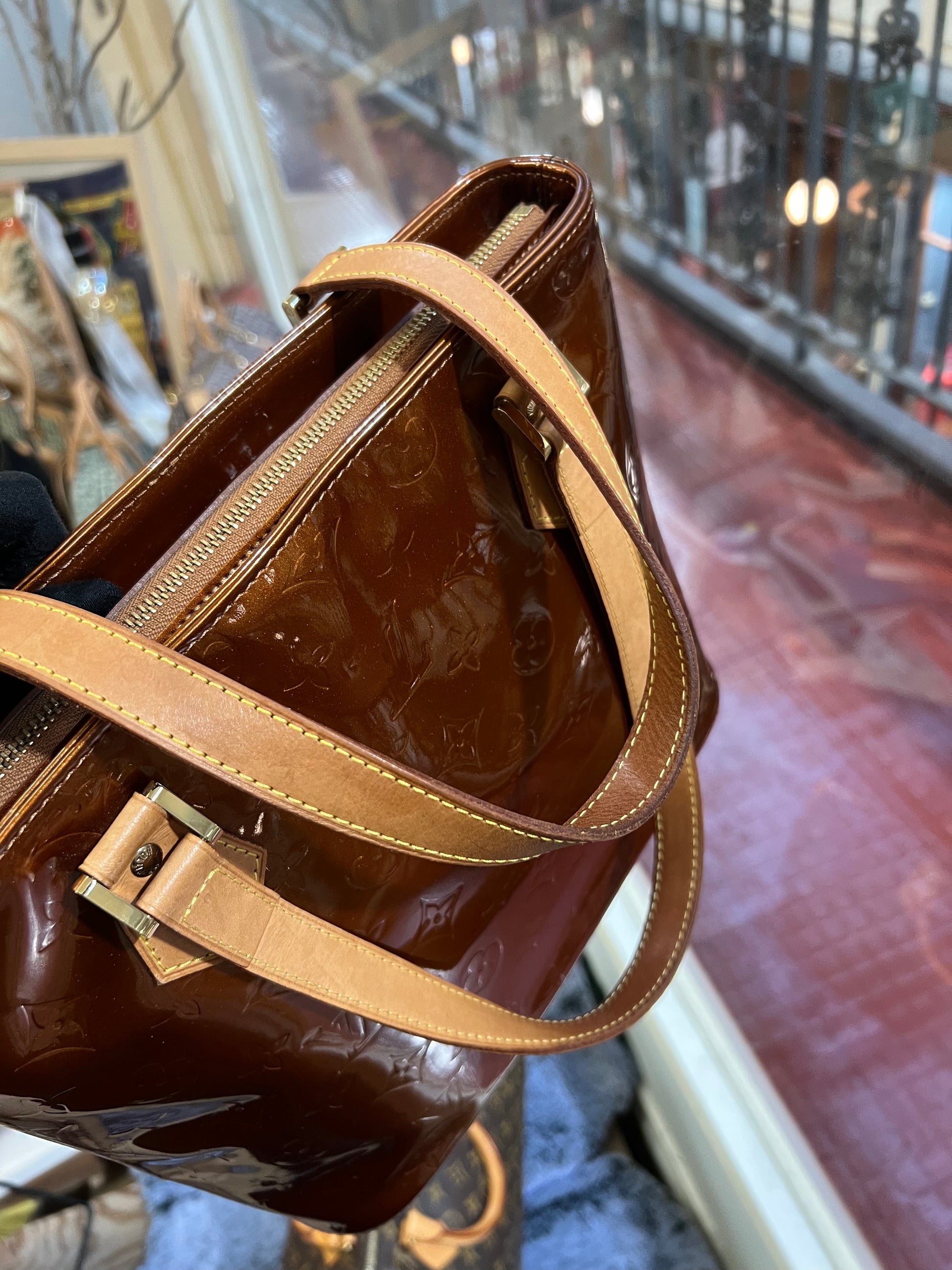 Houston Monogram Vernis Leather Shoulder Bag (Authentic Pre-Owned)