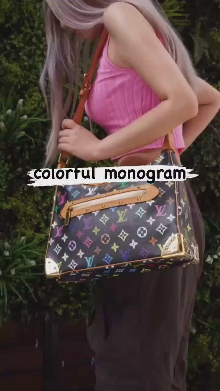 Louis Vuitton Paris x Murakami multicolor monogram bag on brown background  - 2000s second hand Lysis
