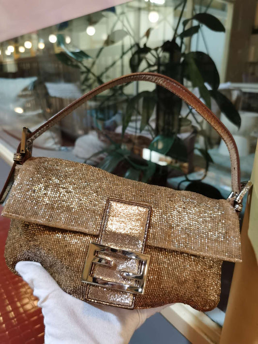 Pre-loved  Fendi Vintage Giltter Baguette Handbag