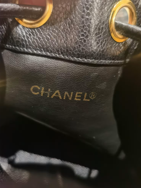 Pre-loved Chanel Vintage Black Caviar Crossbody CC Bucket Bag