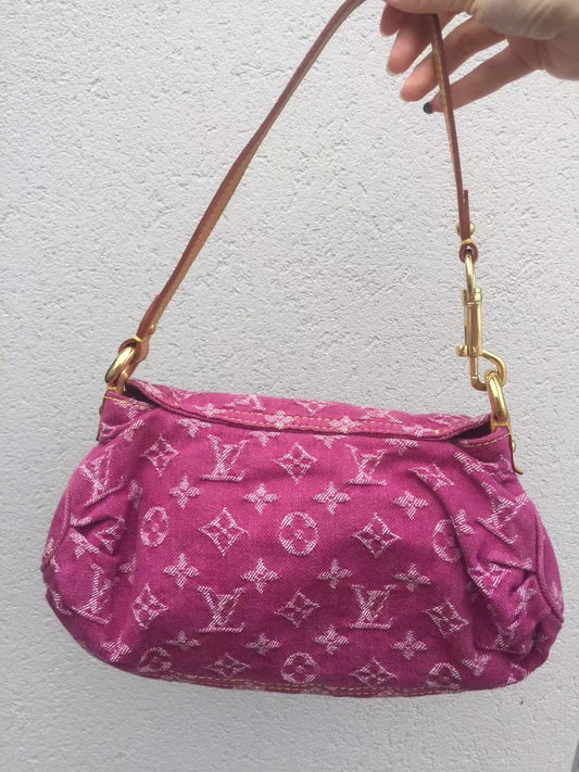 Pre-loved Louis Vuitton Vintage Pink Monogram Denim Mini Pleaty